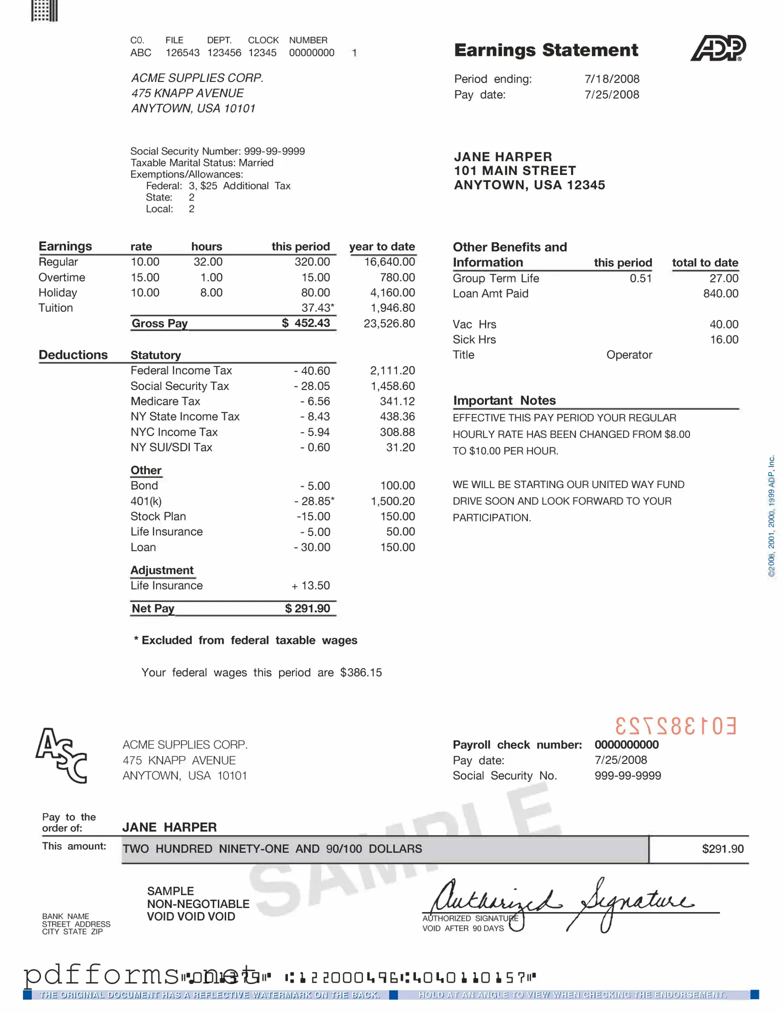 Download Adp Pay Stub Template