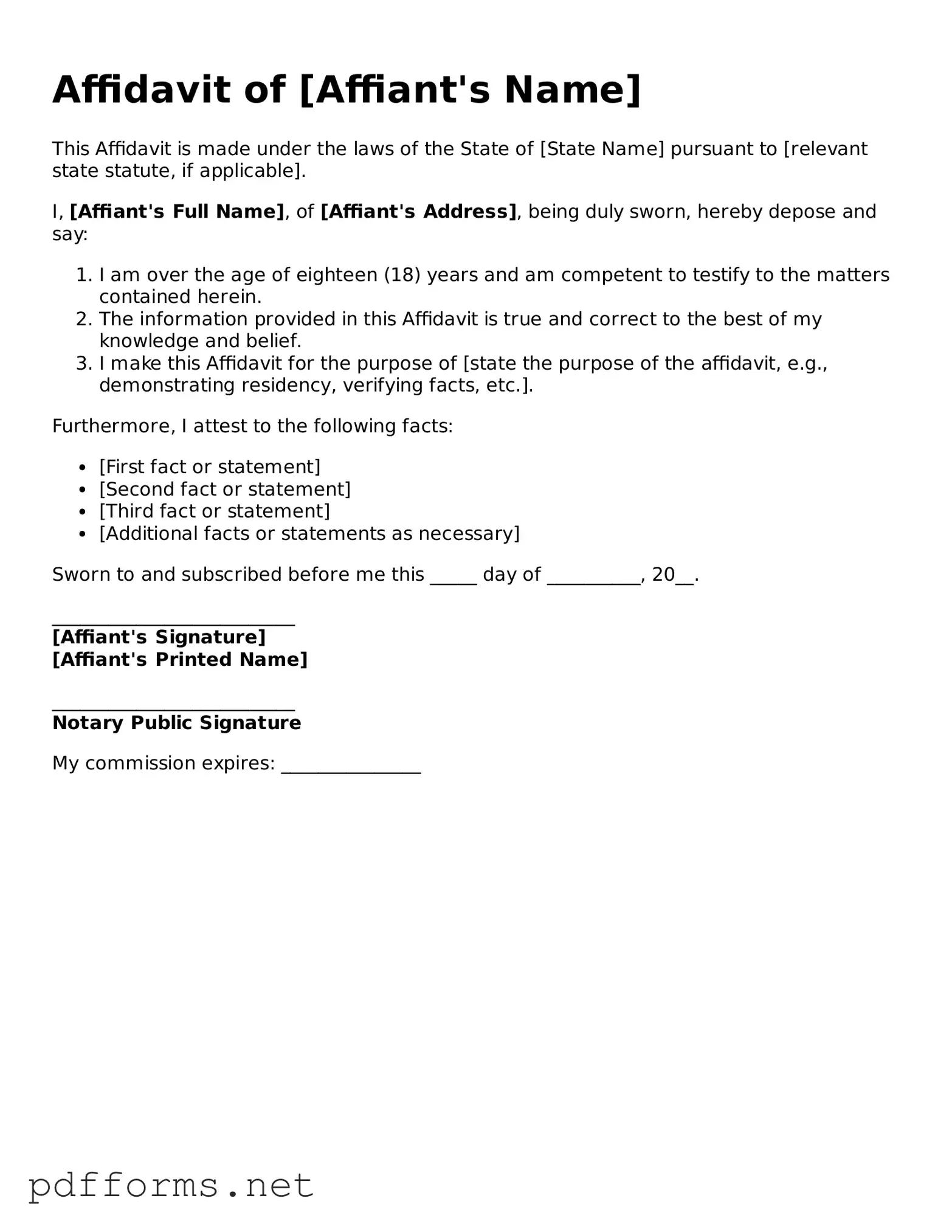 Official Affidavit Template