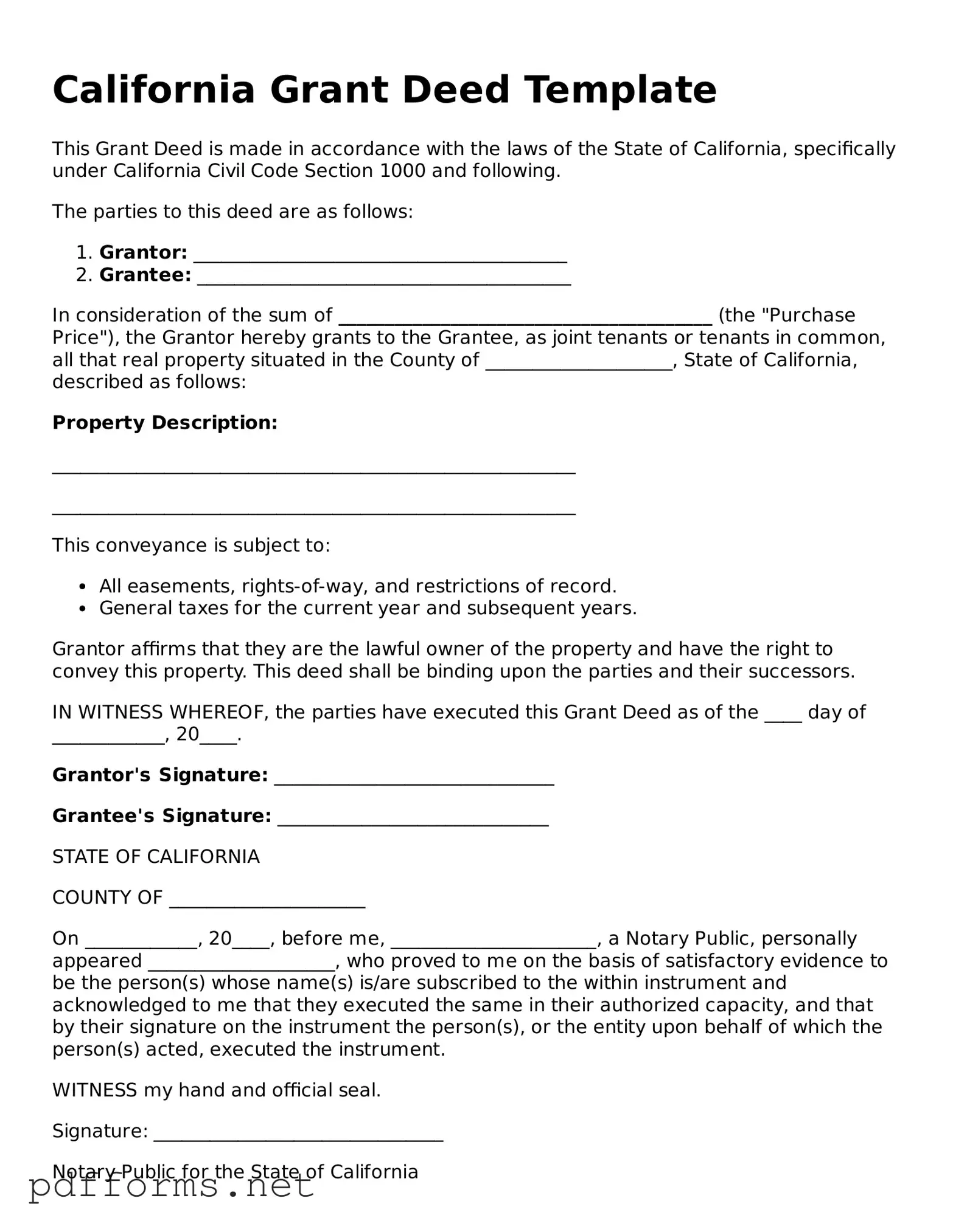 Free  Deed Document for California