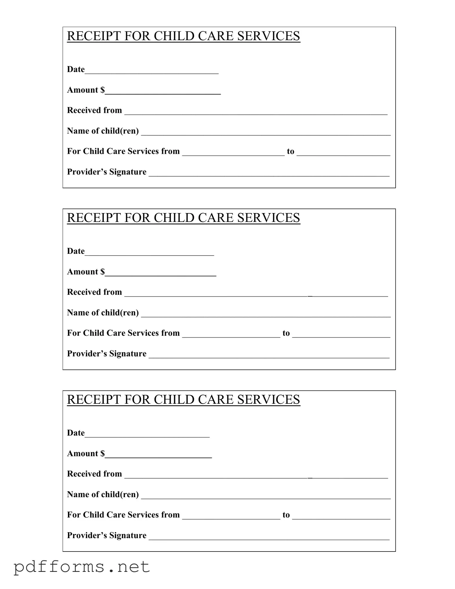 Download Childcare Receipt Template