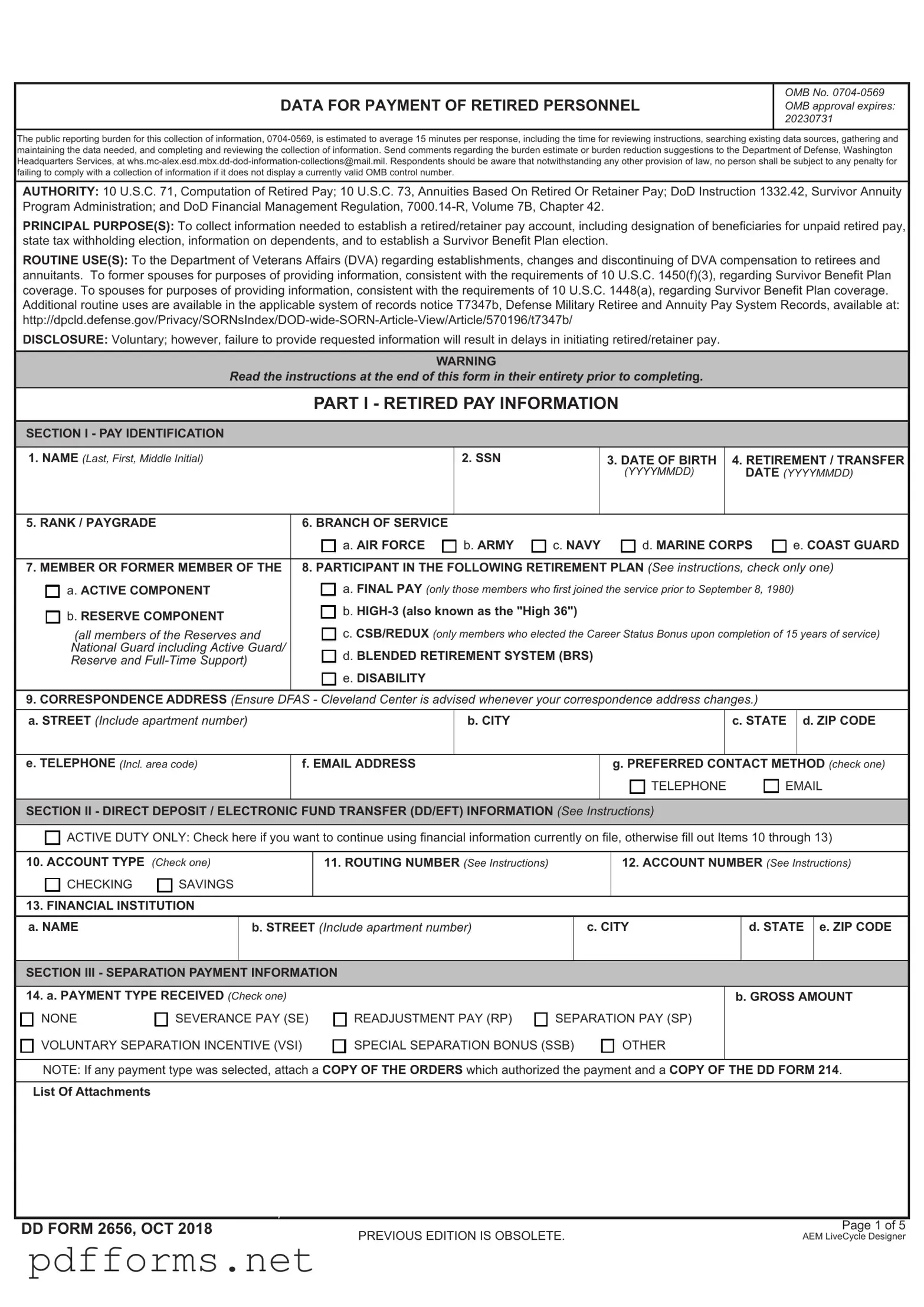 Download DD 2656 Template