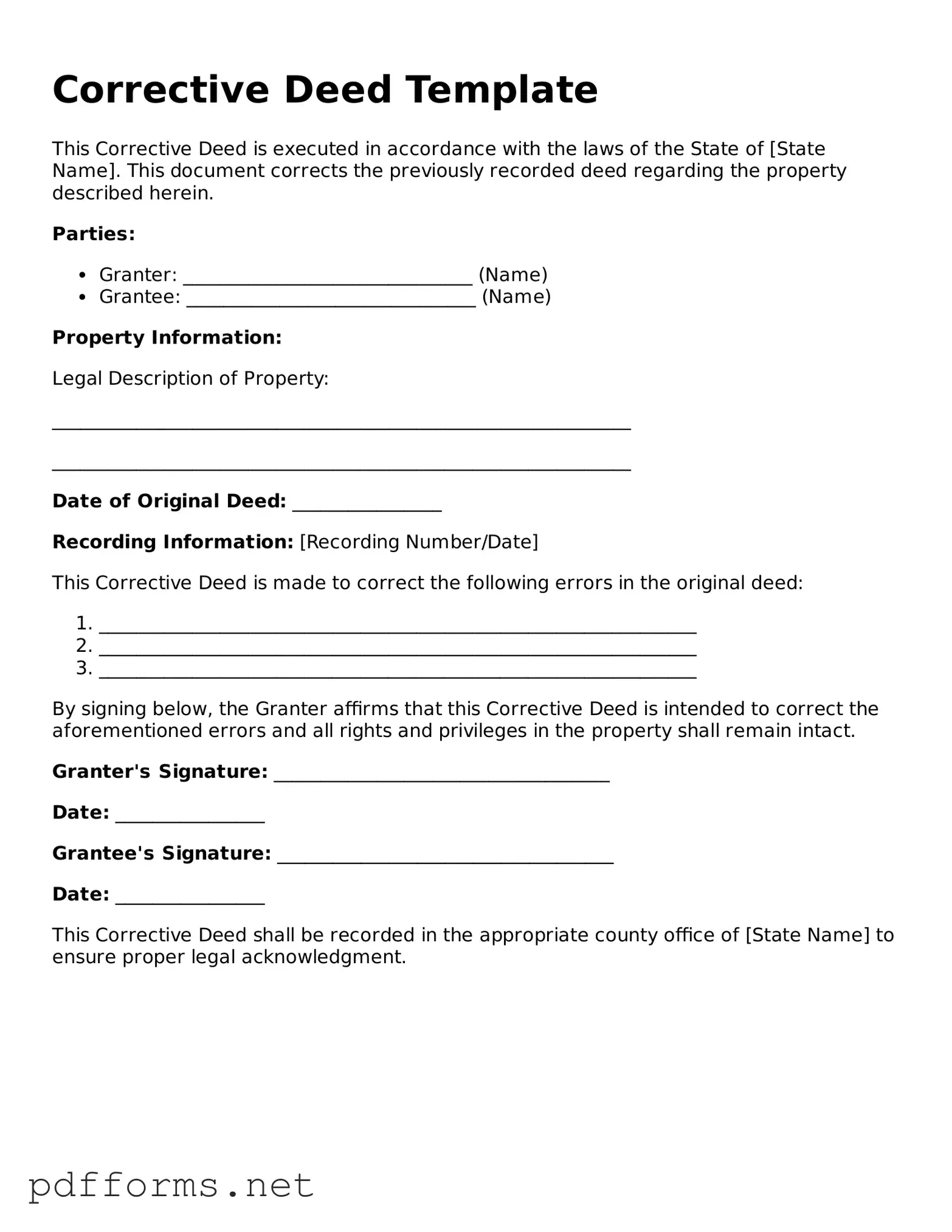 Official Corrective Deed Template