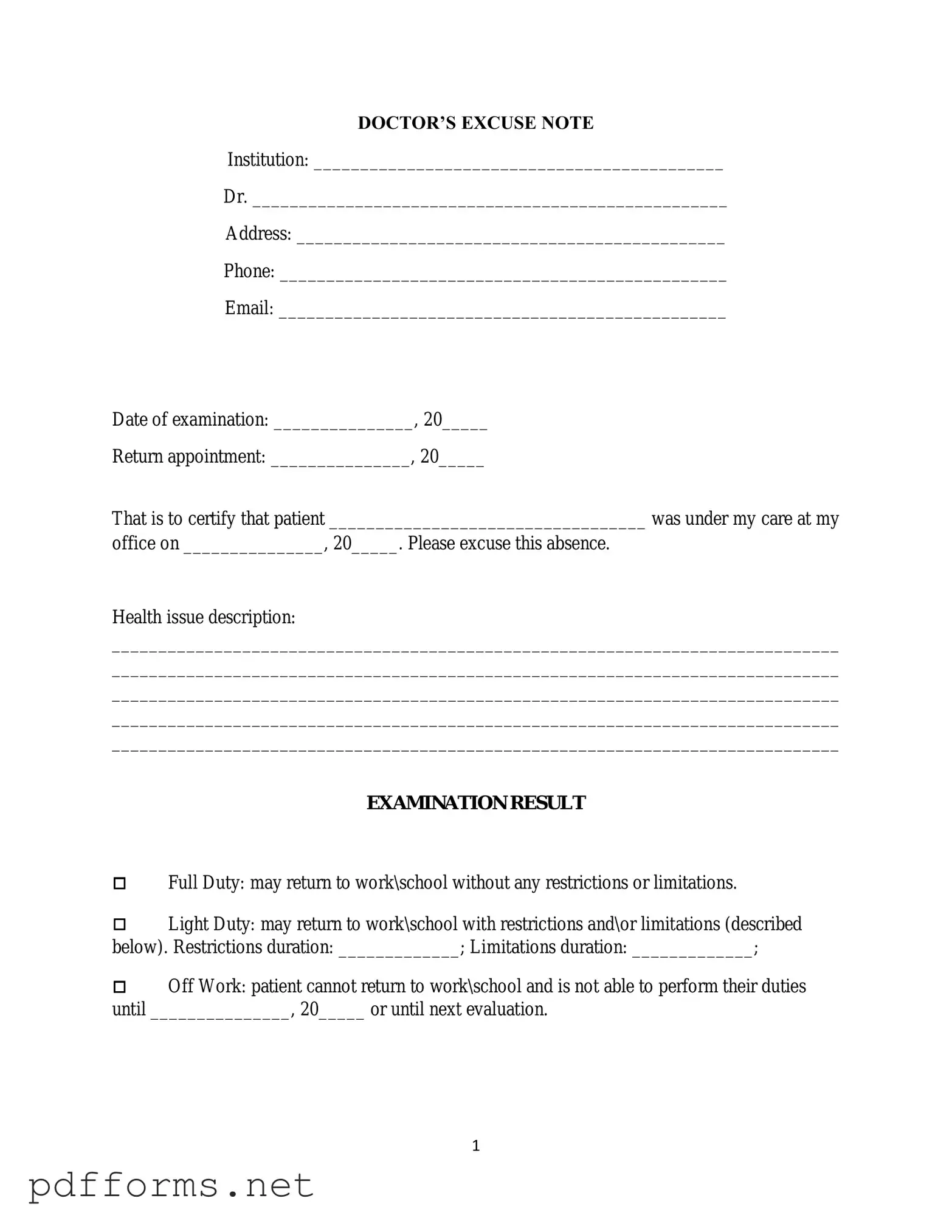 Download Doctors Excuse Note Template