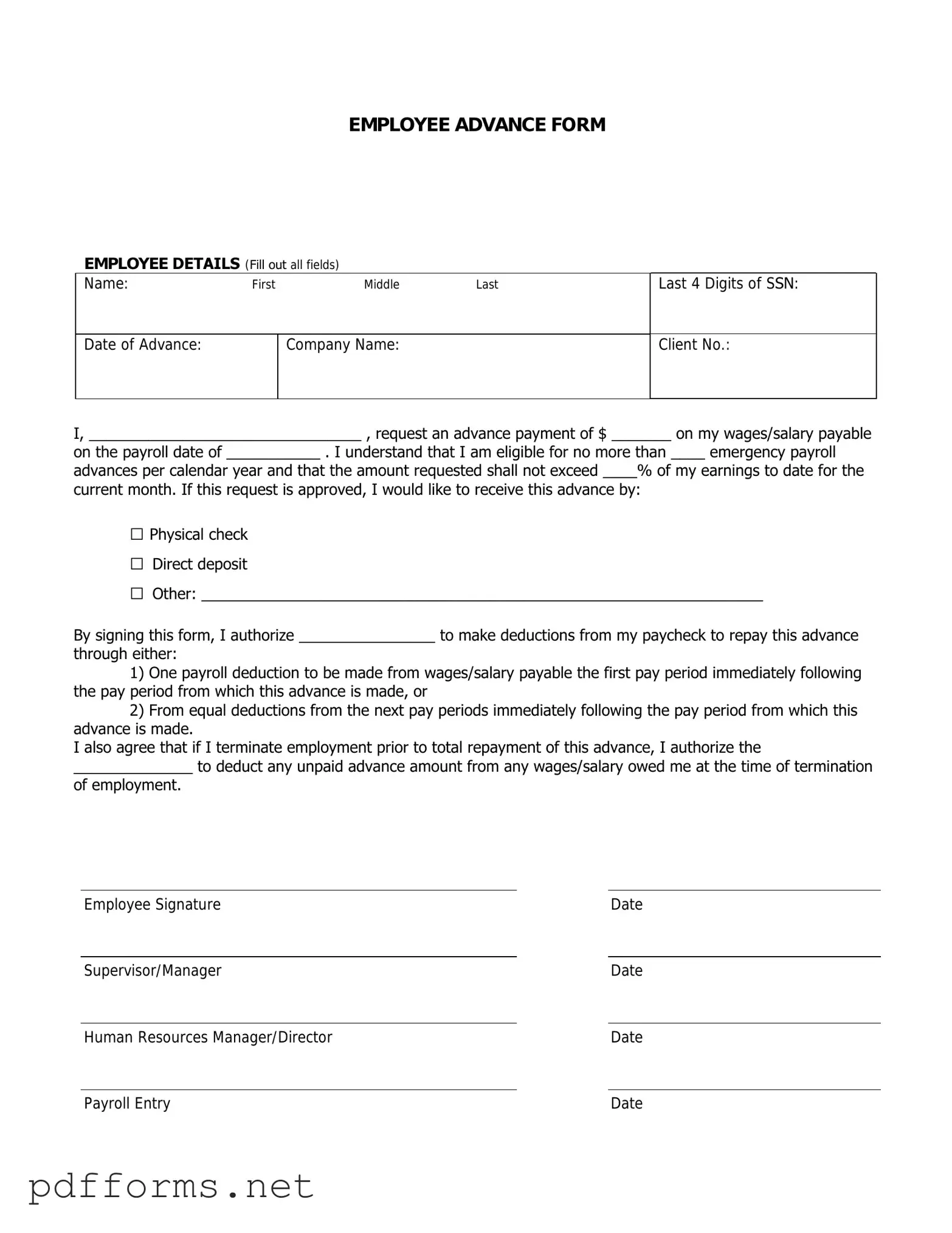 Download Employee Advance Template