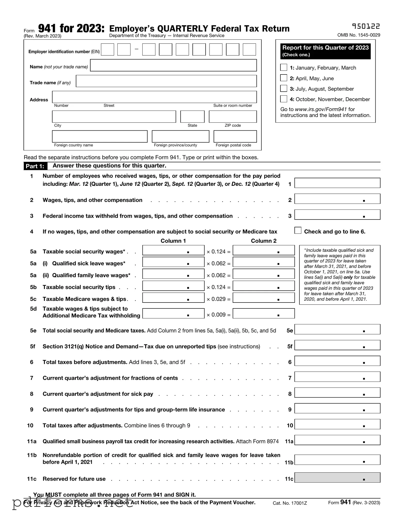Download IRS 941 Template