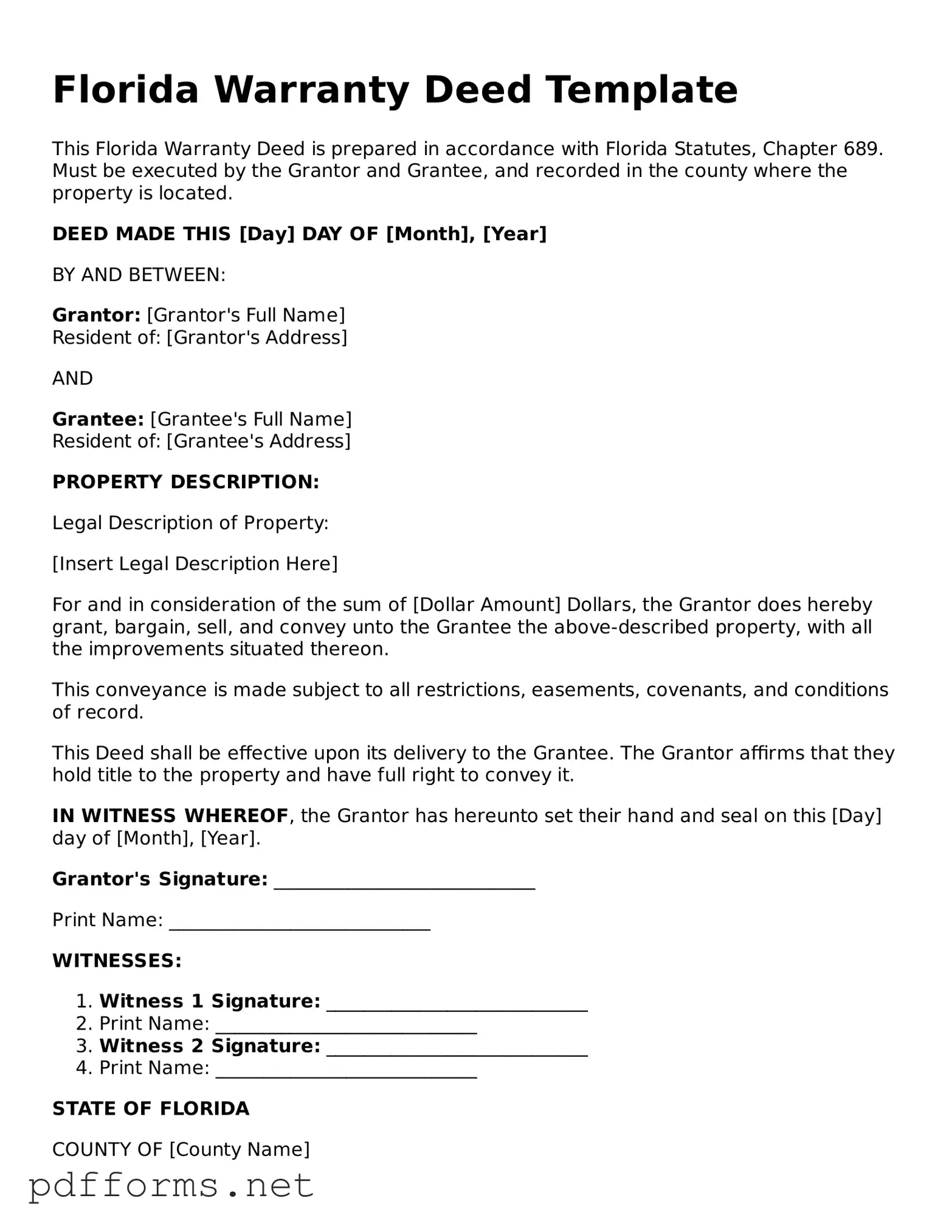 Free  Deed Document for Florida