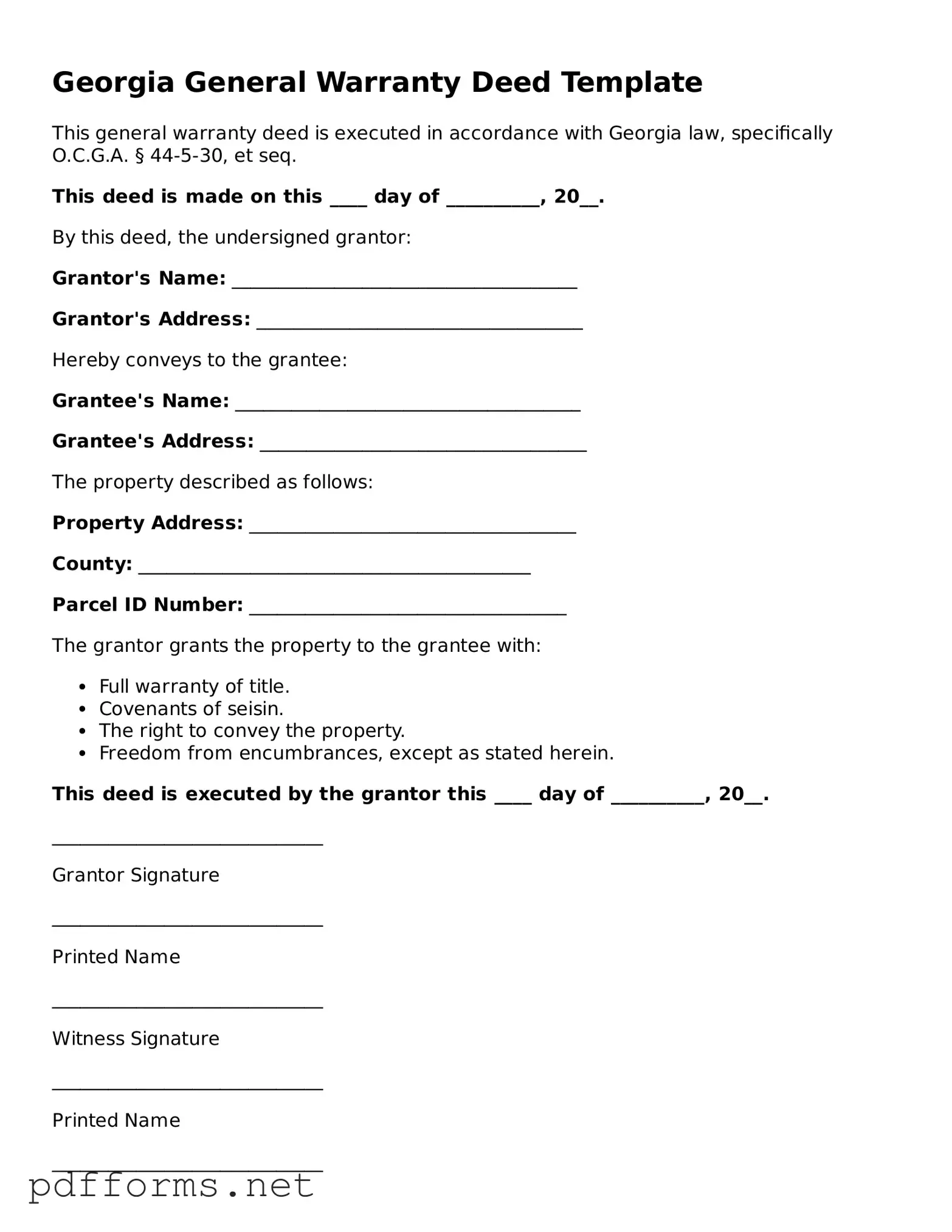 Free  Deed Document for Georgia