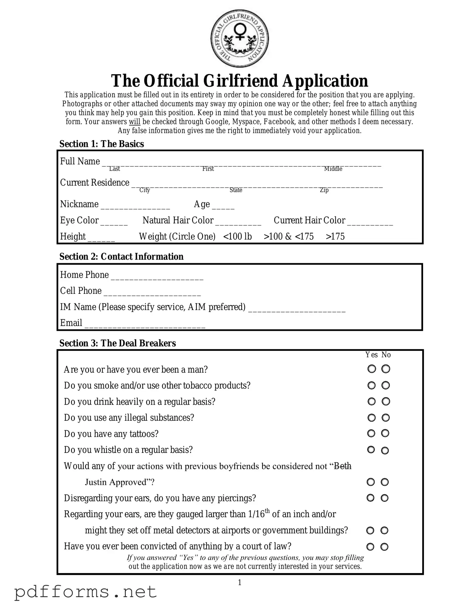 Download Girlfriend Application Template