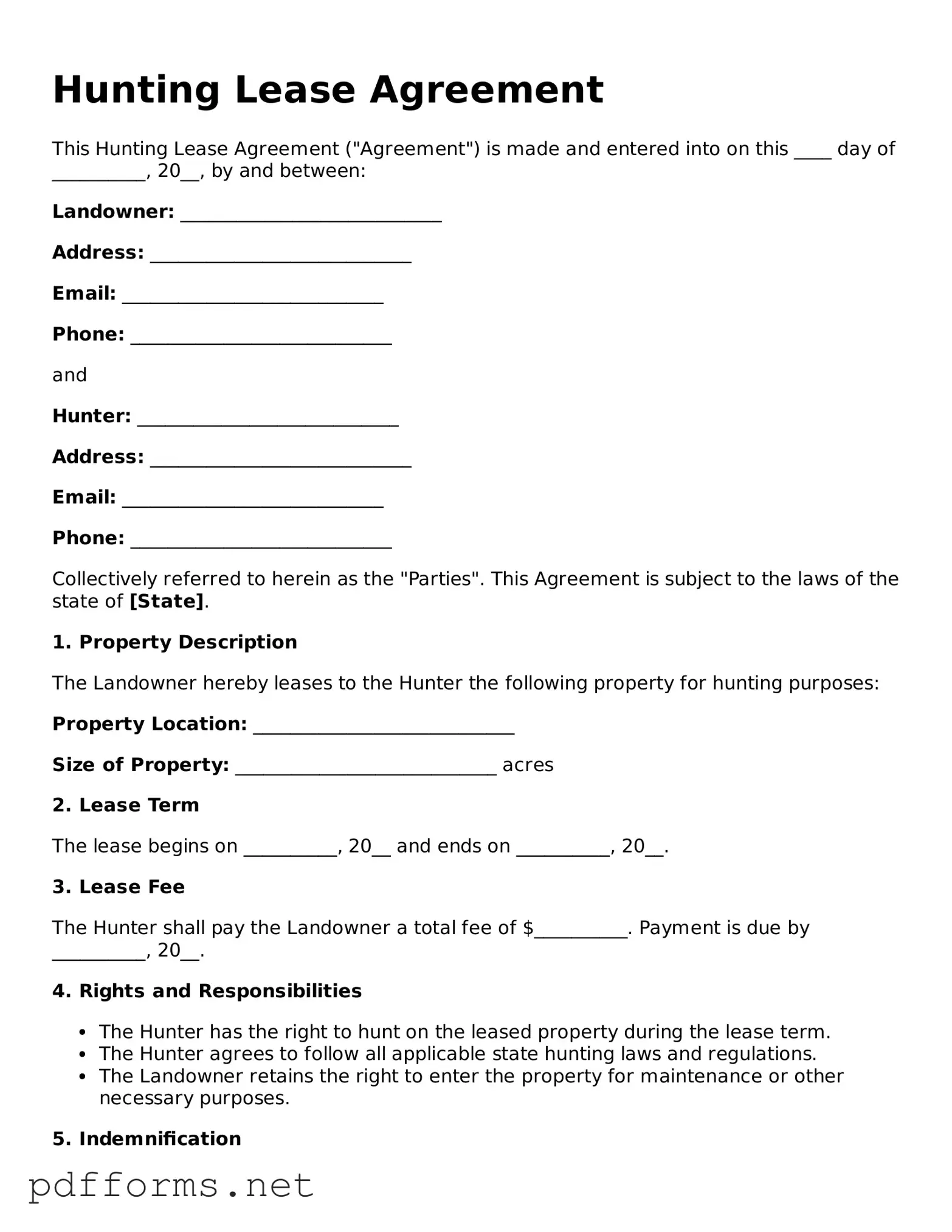 Official Hunting Lease Agreement Template
