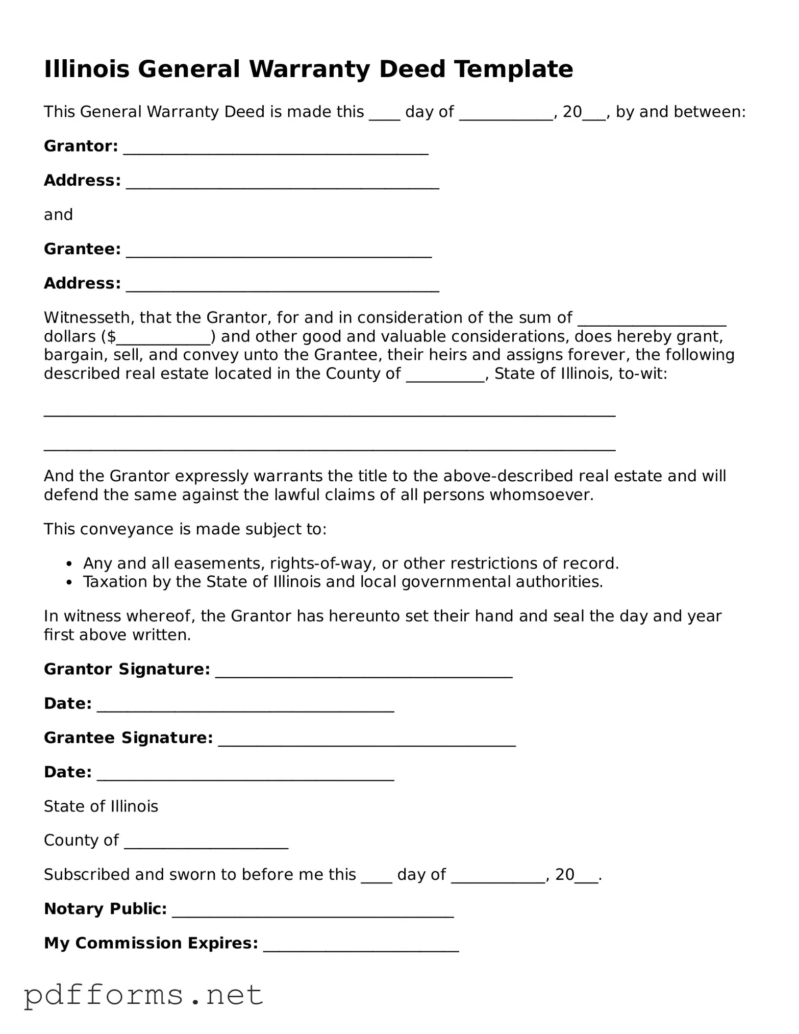 Free  Deed Document for Illinois