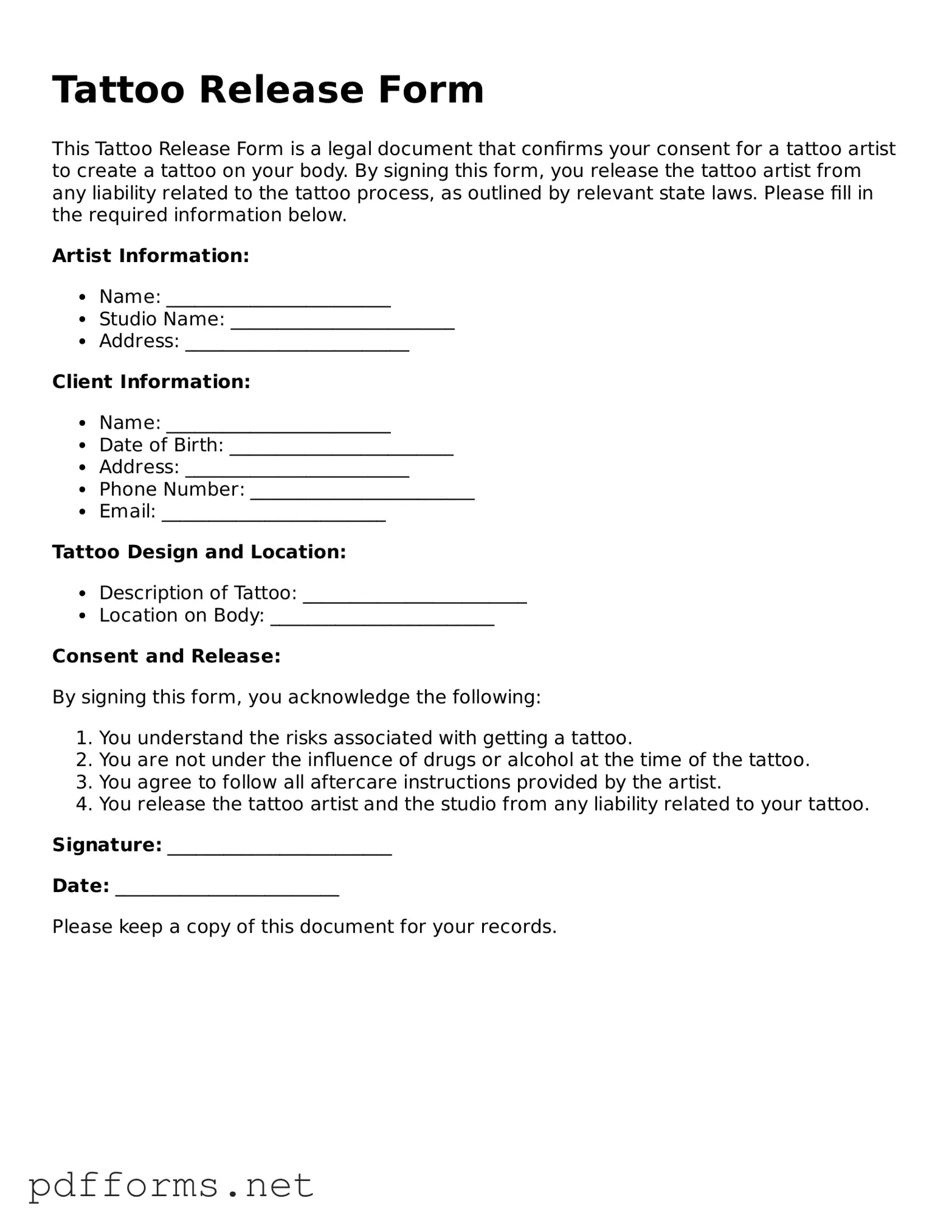 Official Tattoo Release Template