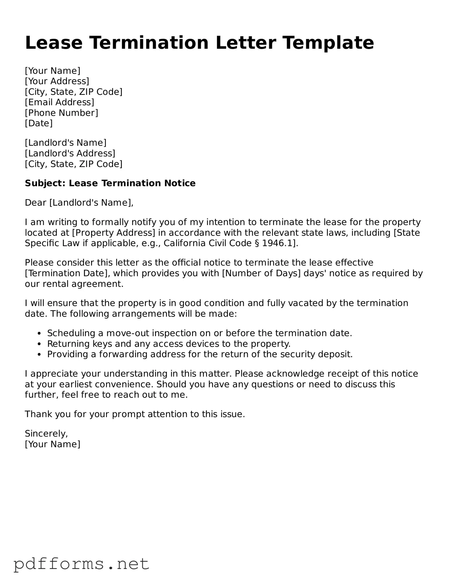Official Lease Termination Letter Template
