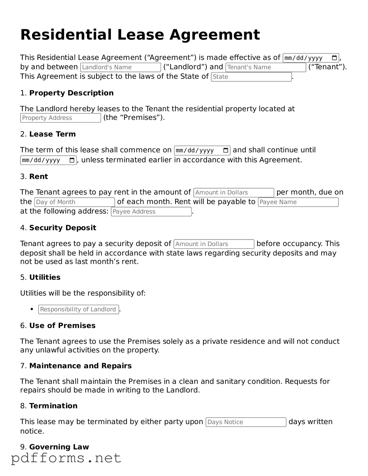 Official Lease Agreement Template