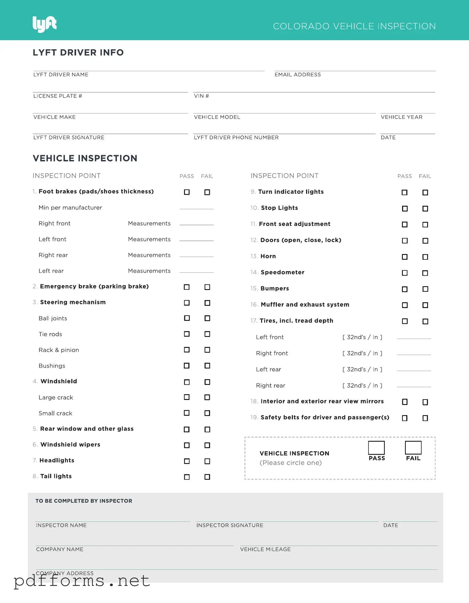 Download Lyft Inspection Template