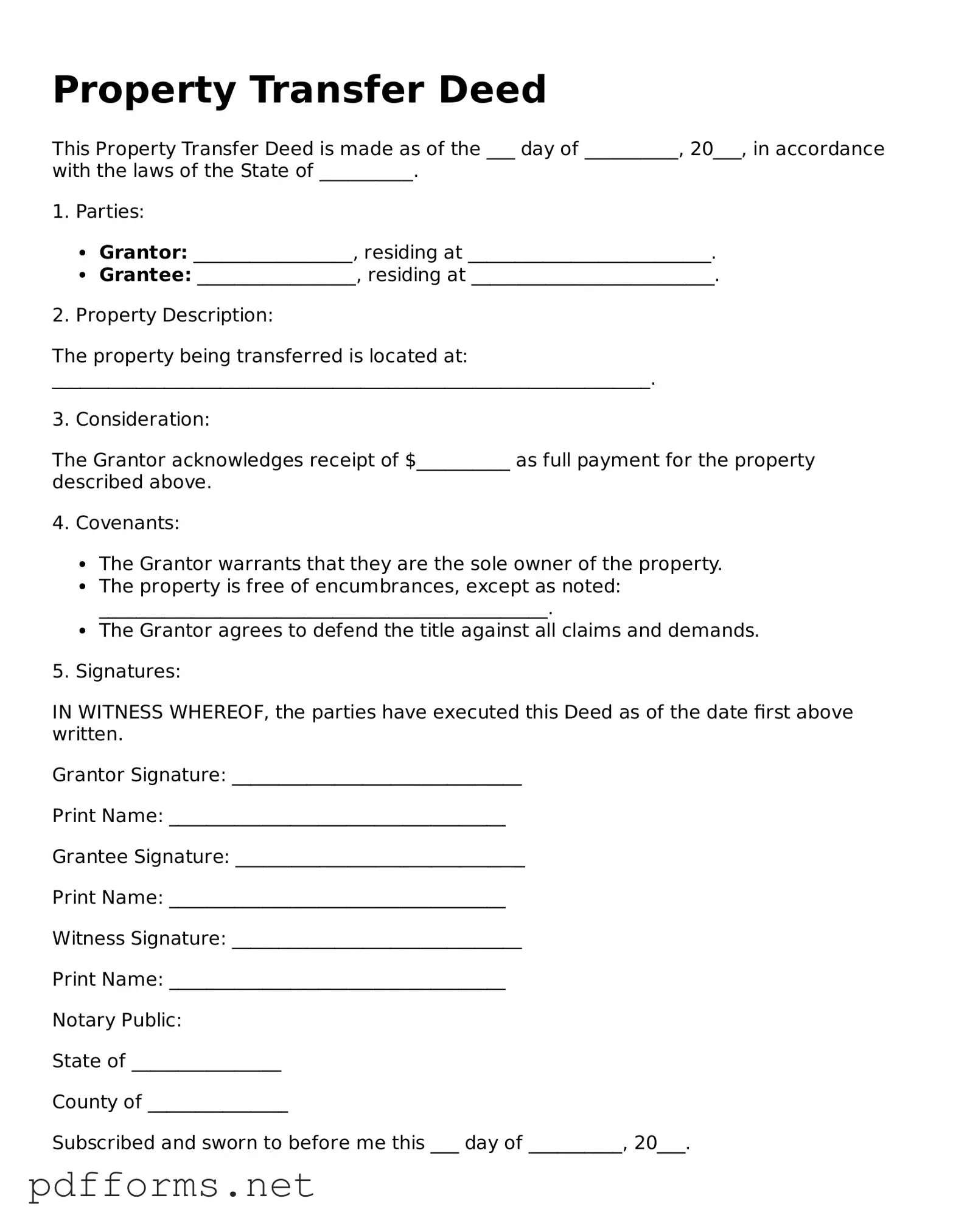 Official Deed Template
