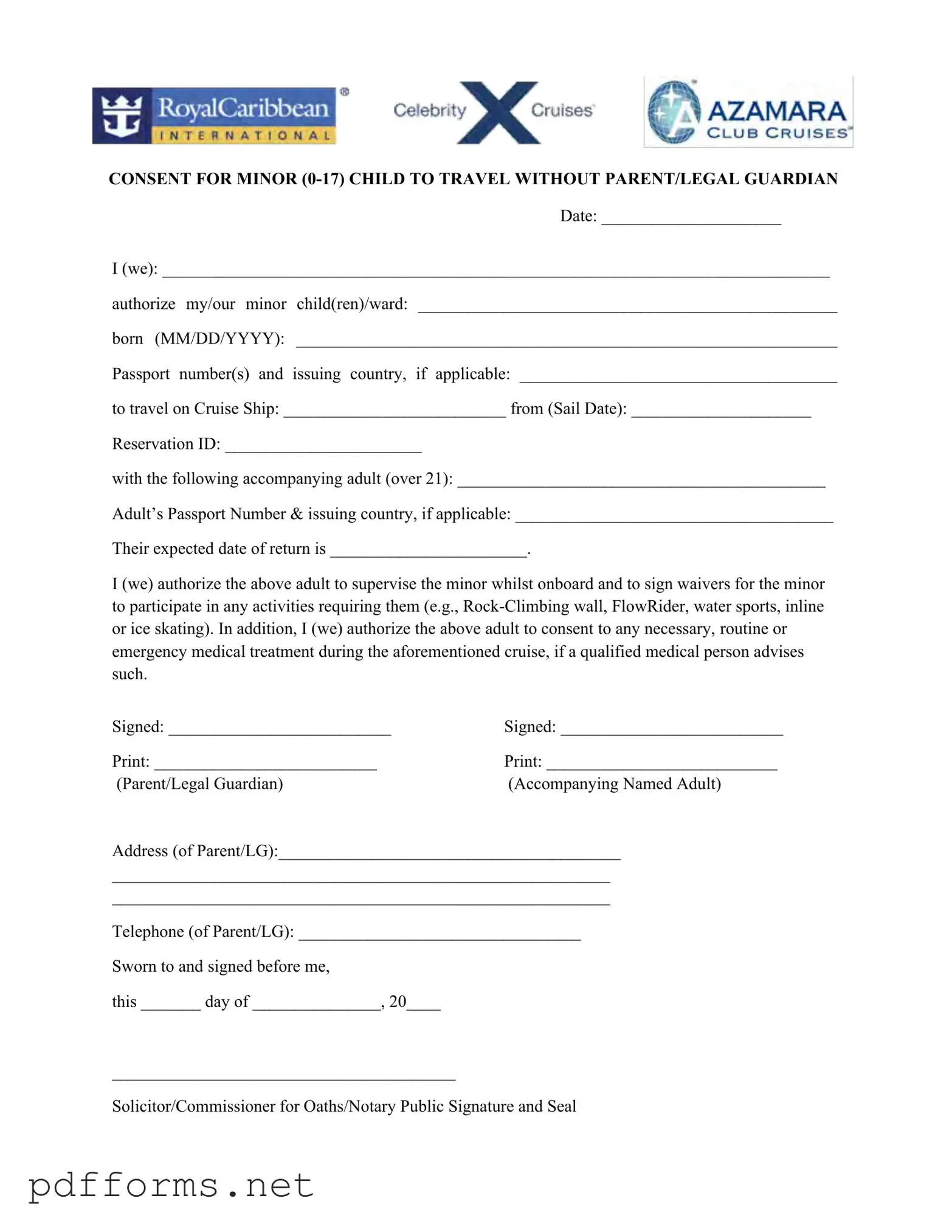 Download Royal Caribbean Parental Consent Template