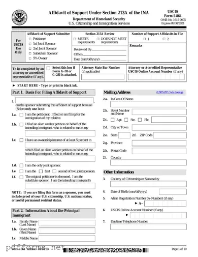 Download USCIS I-864 Template
