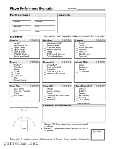 Download Basketball Evaluation Template