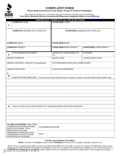 Download Bbb Complaint Template