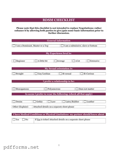Download Bdsm Checklist Template