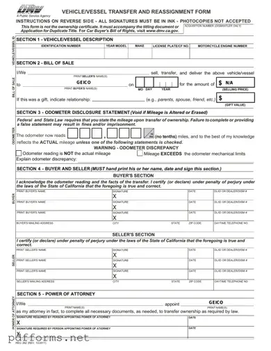 Download California Fotm Reg 262 Template