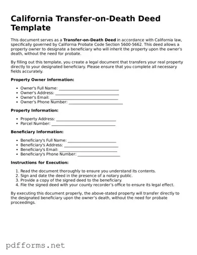 Free  Transfer-on-Death Deed Document for California
