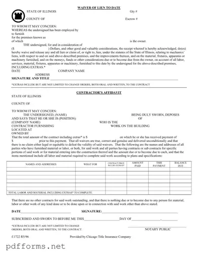 Download Chicago Title Waiver Format Template
