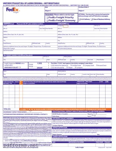 Download Fedex Bill Of Lading Template