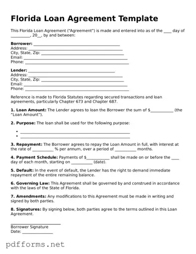 Free  Loan Agreement Document for Florida