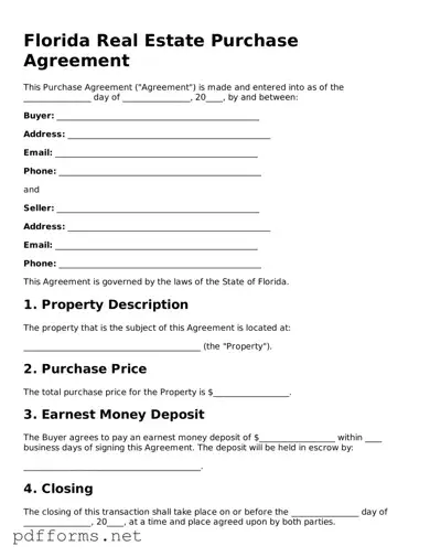 Free  Real Estate Purchase Agreement Document for Florida