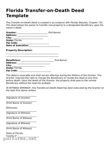 Free  Transfer-on-Death Deed Document for Florida