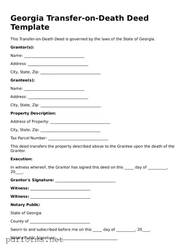 Free  Transfer-on-Death Deed Document for Georgia