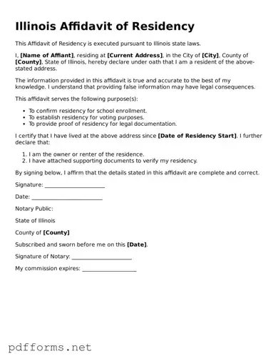 Free  Affidavit of Residency Document for Illinois