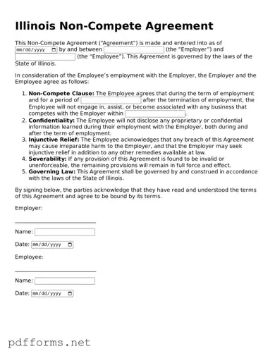 Free  Non-compete Agreement Document for Illinois