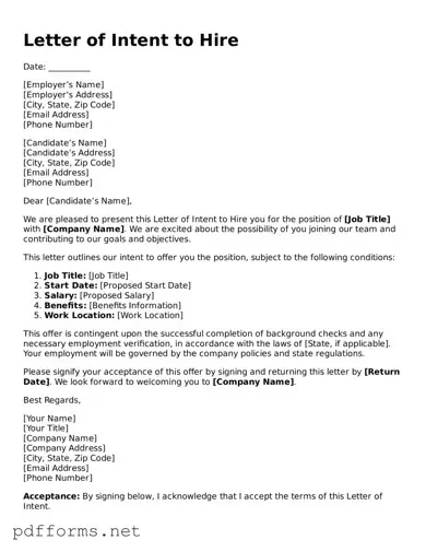 Official Letter of Intent to Hire Template