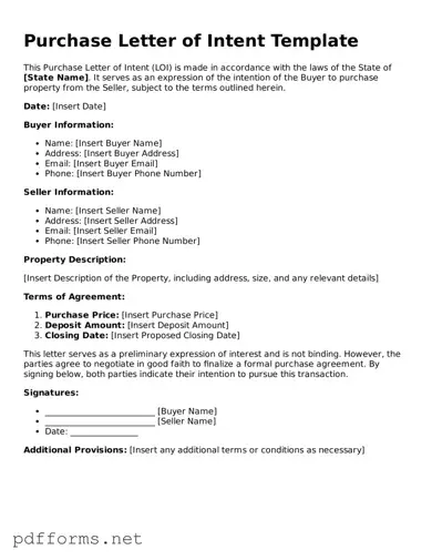 Official Purchase Letter of Intent Template