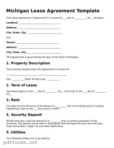 Free  Lease Agreement Document for Michigan