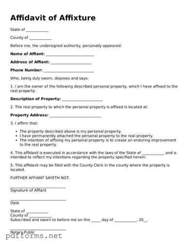 Official Affidavit of Affixture Template
