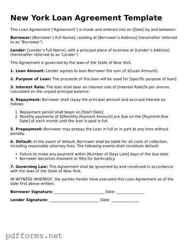 Free  Loan Agreement Document for New York