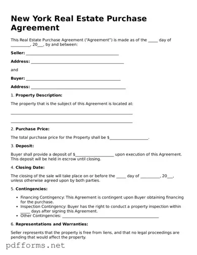 Free  Real Estate Purchase Agreement Document for New York