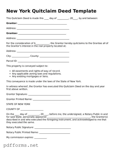 Free  Quitclaim Deed Document for New York