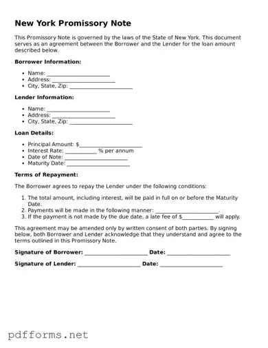 Free  Promissory Note Document for New York