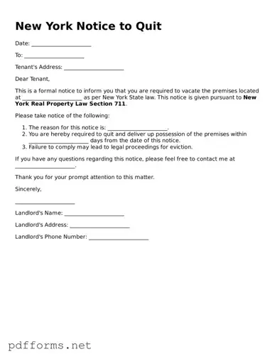 Free  Notice to Quit Document for New York