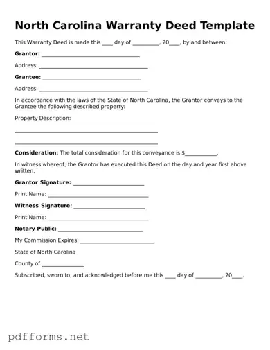 Free  Deed Document for North Carolina