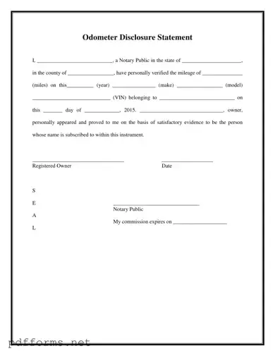 Download Notarized Odometer Statement Template