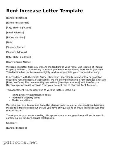 Official Rent Increase Letter Template