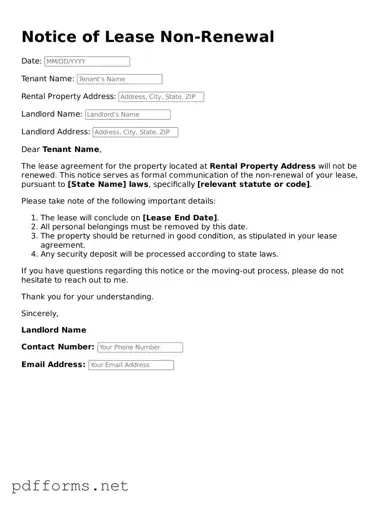 Official Notice of Lease Non-Renewal Template