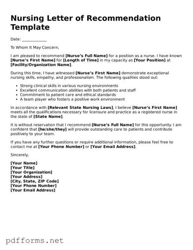 Official Nursing Letter of Recommendation Template
