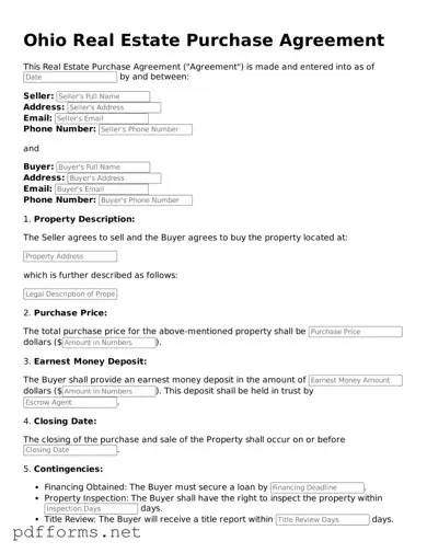 Free  Real Estate Purchase Agreement Document for Ohio