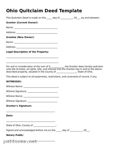 Free  Quitclaim Deed Document for Ohio